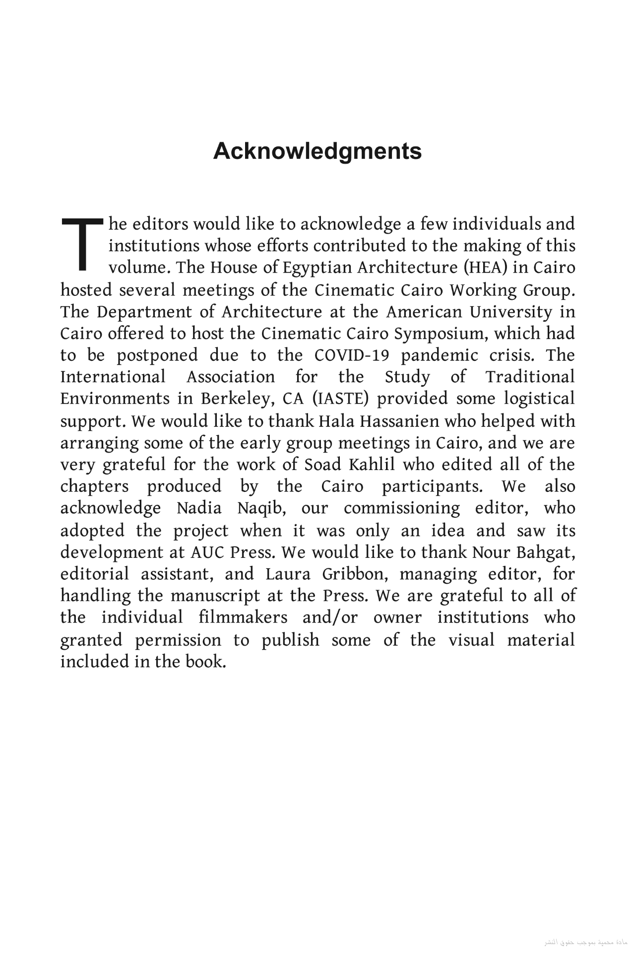 Cinematic Cairo (Egyptian Urban Modernity from Reel to Real)